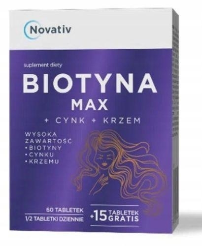 Zdjęcie Novativ Biotyna Max + Cynk + Krzem, 75 tabl