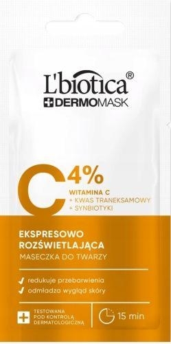 Zdjęcie L Biotica Dermomask ekspresowo rozświetlająca maska z witaminą C 8 ml