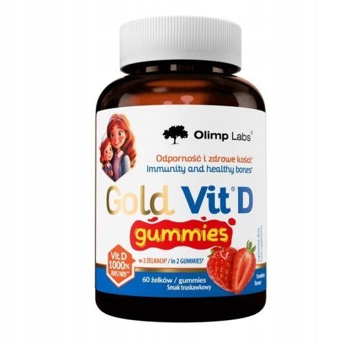 Zdjęcie Olimp Gold Vit D Gummies o smaku truskawkowym, 60szt.