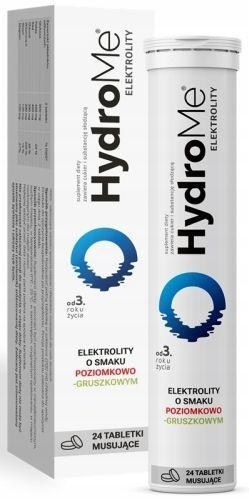 Zdjęcie HydroMe Elektrolity o smaku poziomka-gruszka, 24 tabl.mus