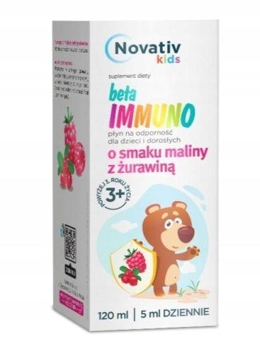 Zdjęcie Novativ Kids Beta Immuno o smaku maliny, 120ml