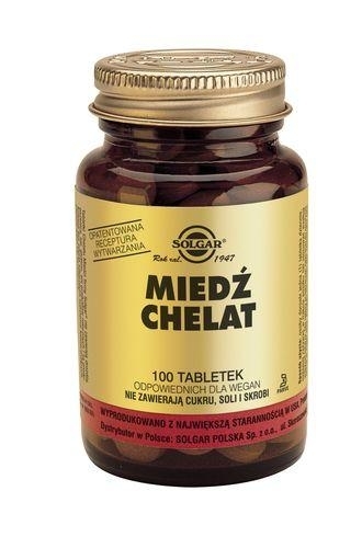 Zdjęcie SOLGAR Miedź chelat aminokwasowy, 100tabl.