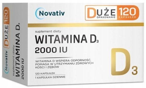 Zdjęcie Novativ Witamina D3 2000 IU, 120kaps.